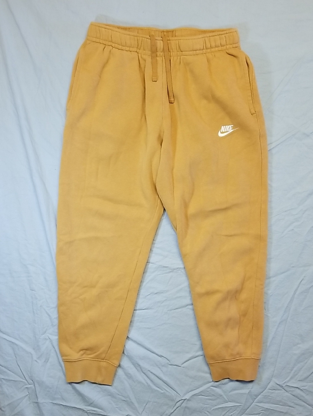Nike Tan Brown Drawstring Tapered Fit Jogger Sweatpants with White Logo